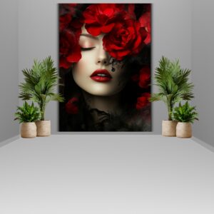 Elegant Red Rose Beauty poster ,Feminine Artwork, Red Flower Print