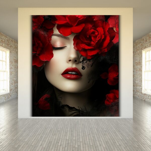 Elegant Red Rose Beauty poster ,Feminine Artwork, Red Flower Print